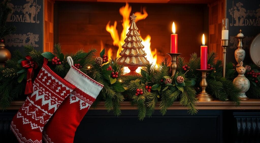 nostalgic Christmas mantelpiece decor