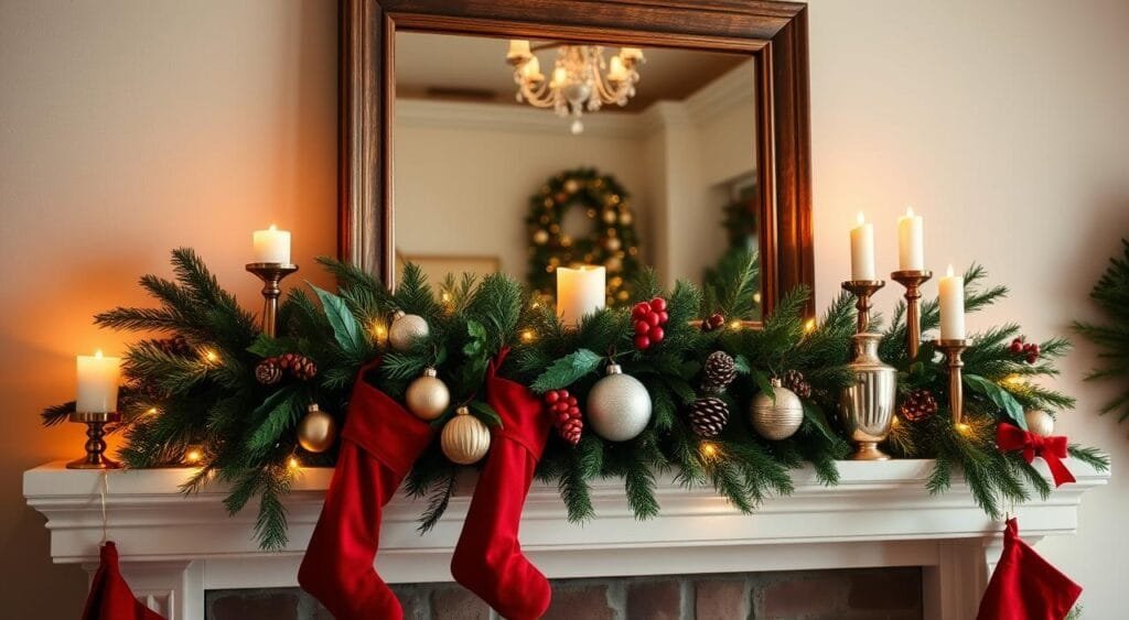 holiday mantel decorating