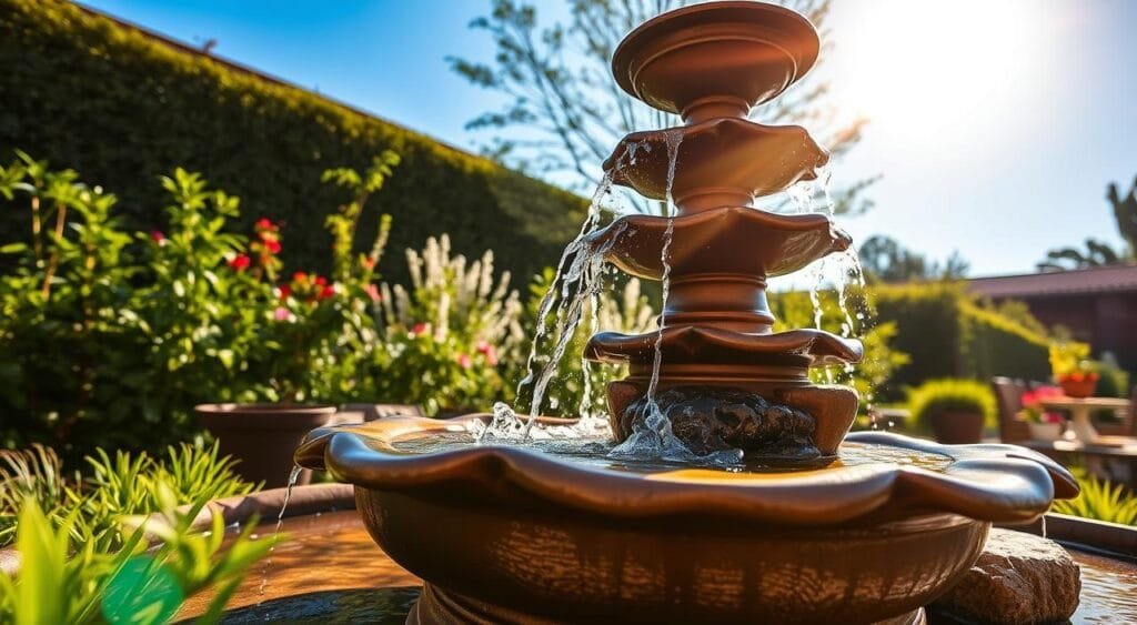 solar water fountain sunlight exposure